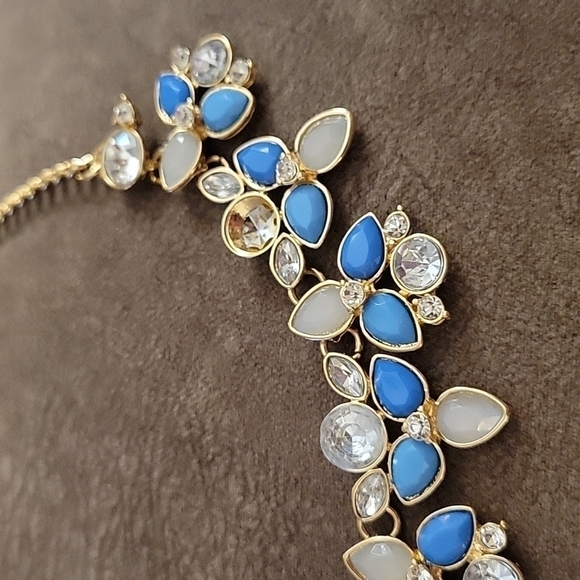 3/$30 Y2k Blue Floral Rhinestone Princess Chain Necklace - Picture 4 of 7